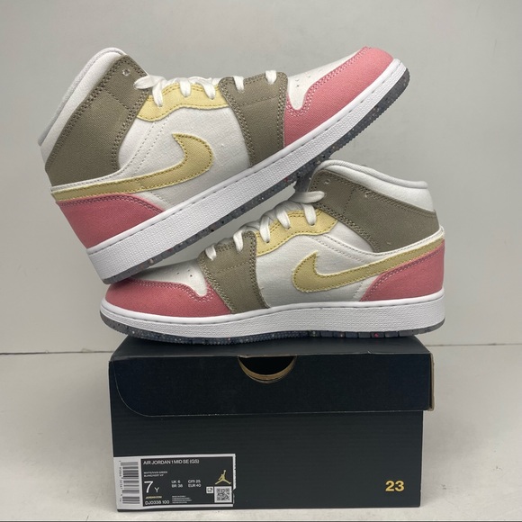 Nike Air Jordan 1 Retro Mid SE GS “Pastel/Grind” NEW 2022 - Picture 3 of 4